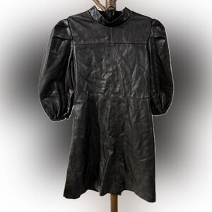 GIRLS BCBG FAUX LEATHER PUFF SLEEVES DRESS 12